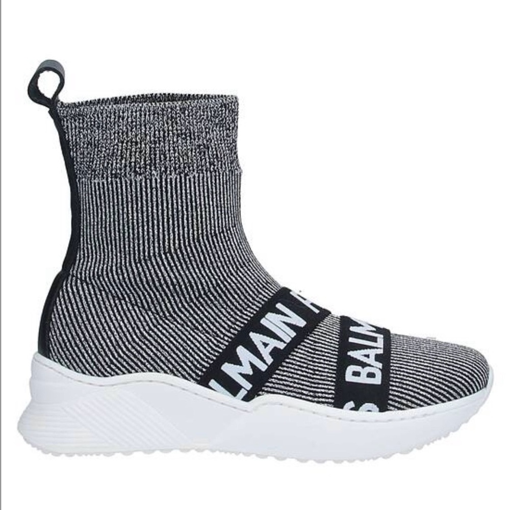Balmain Silver Knit Sneakers, size US 13.5( Eur 31)
